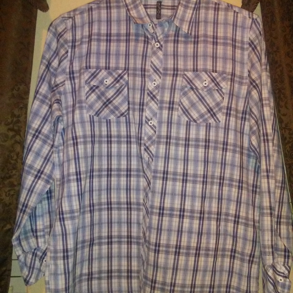 Blue and White Button Down Shirt